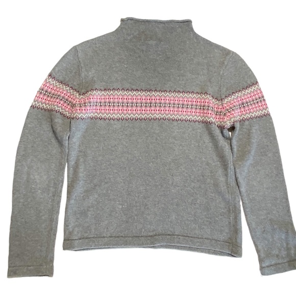 Women’s Y2K Aeropostale Gray Pink Nordic Fair Isle Stripe Mock Neck Sweater - Picture 3 of 8